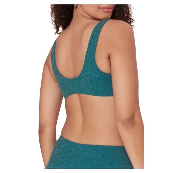 NWOT Sample Andie Swim Women's XXL Blue Metallic Glitter Delray Bikini Top 2542 - Picture 6 of 7